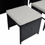 Set de grădină din ratan, lemn de salcâm, negru/crem/natural, MELFORD - imagine 8