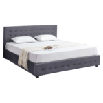 Pat cu spaţiu de depozitare, 180x200, gri, MINDY