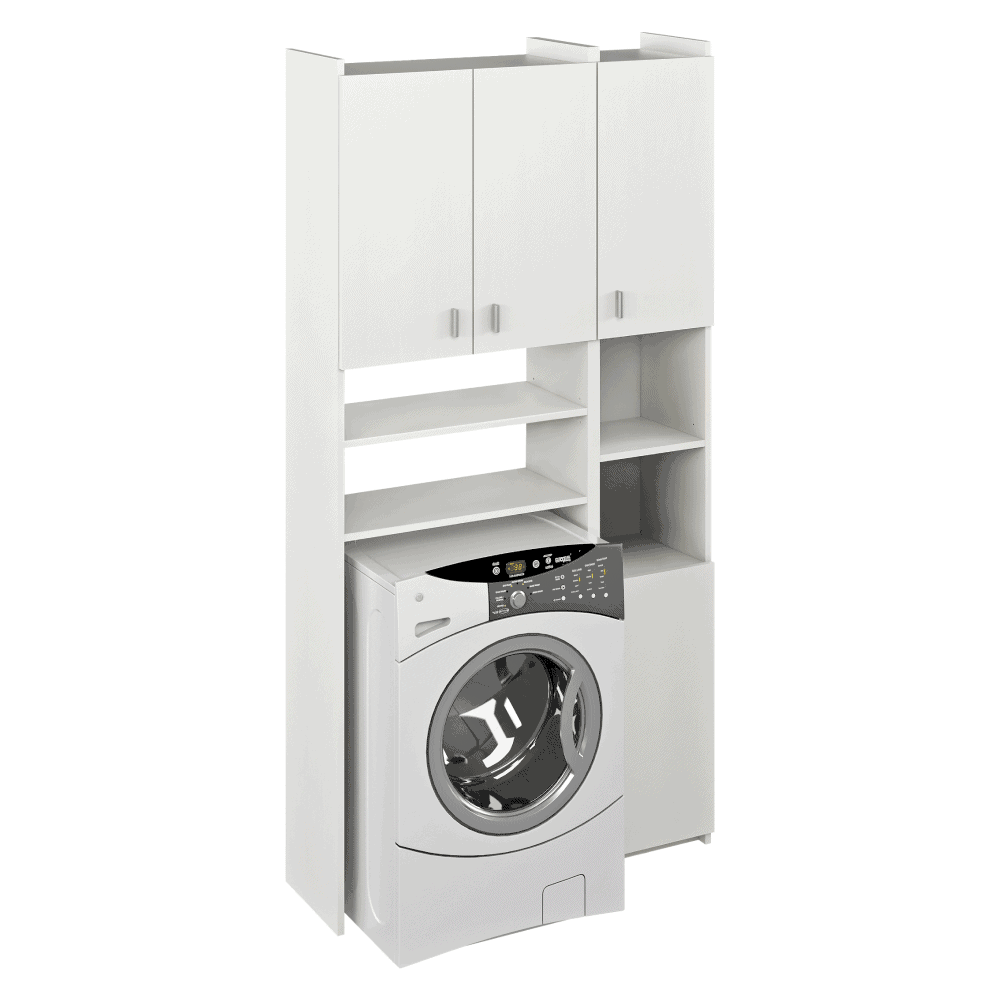 mirali-dvojskrinka-biela-2 Dulap deasupra maşinii de spălat cu raft, alb, MIRALI - imagine 1