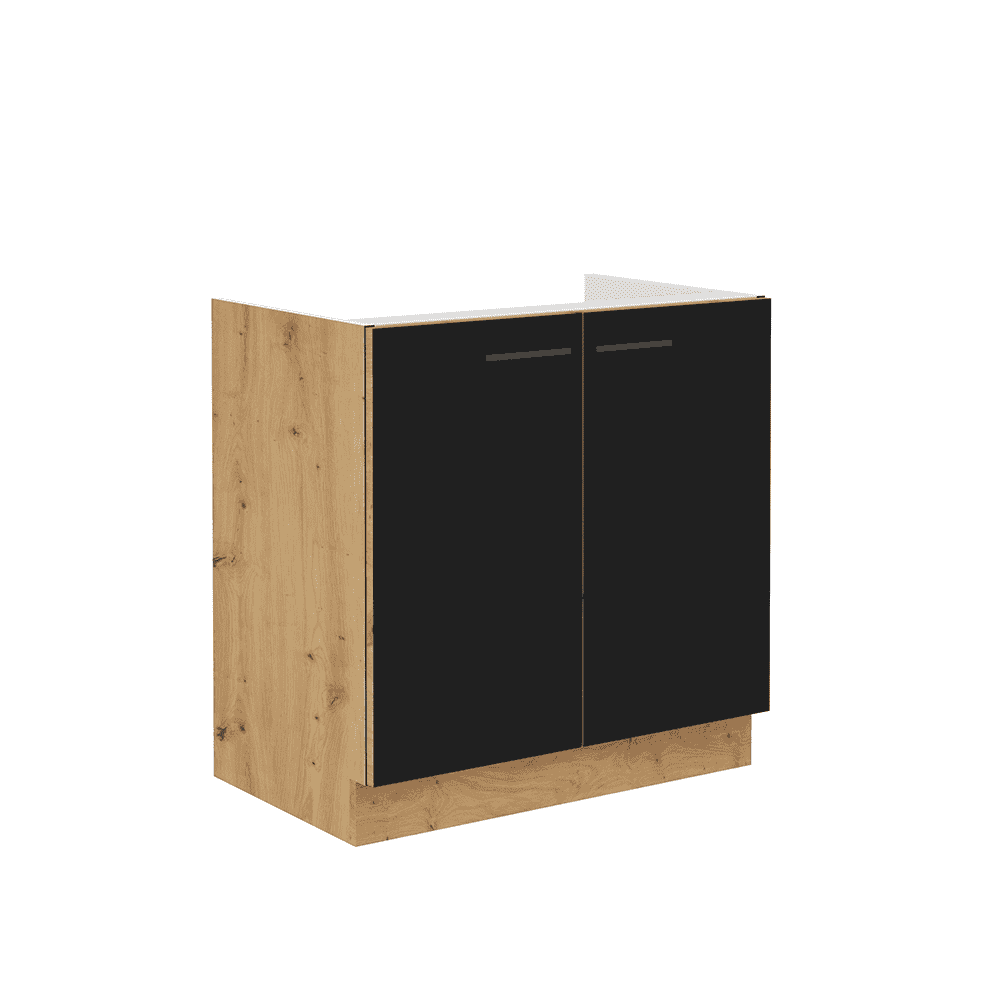 monro-kuch-dod-skrinka-80zl-2f-bb Dulap pentru chiuvetă inferior, negru mat / stejar artizan, MONRO 80ZL 2F BB - imagine 1