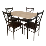 Set de sufragerie 1+4, stejar Sonoma / negru / maro, NAREN - imagine 2