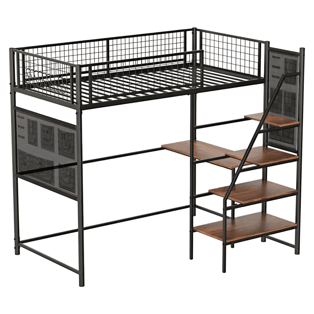 niven-postel-cierna-dod-01 Pat înălţat cu barieră, 90x200, alb, NIVEN - imagine 1