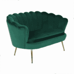 Bancă în stil Art-deco, catifea Velvet smarald/crom auriu, NOBLIN - imagine 8