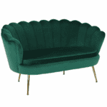 Bancă în stil Art-deco, catifea Velvet smarald/crom auriu, NOBLIN