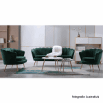 Bancă în stil Art-deco, catifea Velvet smarald/crom auriu, NOBLIN - imagine 3