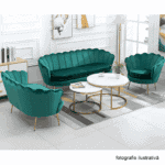 Bancă în stil Art-deco, catifea Velvet smarald/crom auriu, NOBLIN - imagine 4