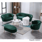 Bancă în stil Art-deco, catifea Velvet smarald/crom auriu, NOBLIN - imagine 5