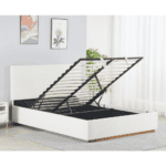 Pat cu somieră si spaţiu de depozitare 180x200, alb, NUVOLA - imagine 8