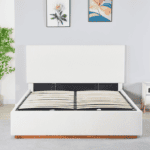 Pat cu somieră si spaţiu de depozitare 160x200, alb, NUVOLA - imagine 9