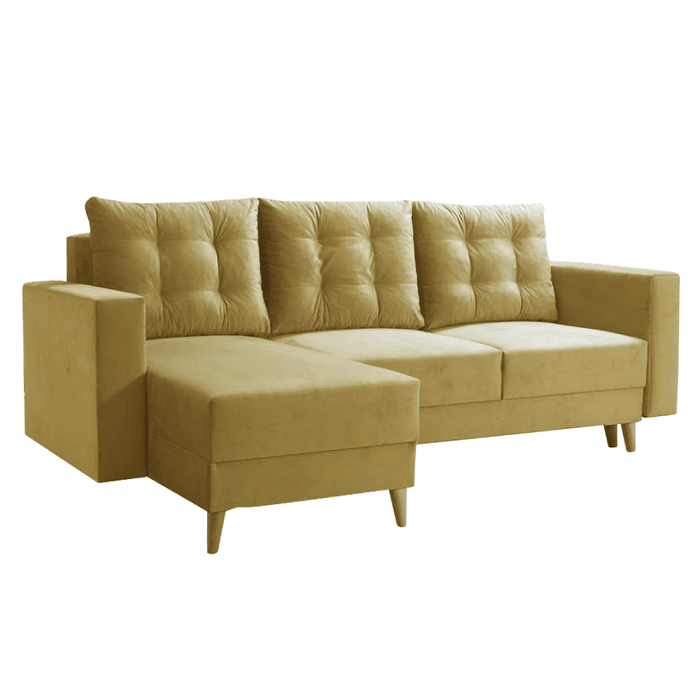 orez-bleky-zlta-lava Canapea extensibilă, galben, stânga, BLEKY ROH - imagine 1