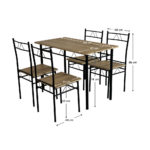 Set de sufragerie 1+4, stejar deschis/negru, PAON - imagine 2