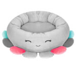 Pat pentru caini, cu margini groase ridicate, antiderapant, model meduza, 70x70x20 cm, gri Mob360