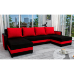 Canapea universală, negru/roşu, PAULITA U - imagine 3