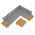 Set de grădină, oţel alb /stejar / gri deschis, PELOR - imagine 6