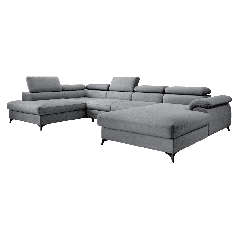 poly-u-siva-17-lava-01 Canapea extensibilă, gri, stânga, POLY ROH U - imagine 1