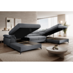 Canapea extensibilă, gri, dreapta, POLY ROH U - imagine 4