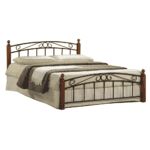 Pat matrimonial, lemn cireş/metal negru, 160x200, DOLORES