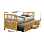 Pat cu un pat suplimentar, 90x200, stejar,  AUSTIN NEW - imagine 3