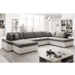 Canapea extensibilă, alb/gri, dreapta, MATAR U - imagine 4