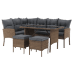 Set de grădină din ratan, culoare naturală / gri deschis, RANDI