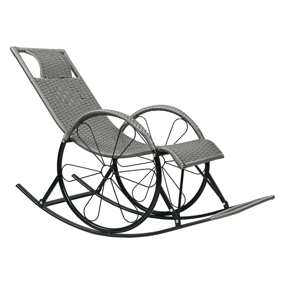 rokin-kreslo-siva-01 Scaun de balansare, ratan/metal, gri, ROKIN - imagine 1