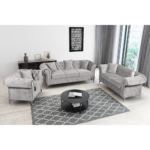 Canapea extensibilă de lux 3 locuri, stofă gri deschis Velvet, ROMANO - imagine 6