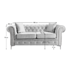 Canapea 2 locuri, stofă gri deschis Velvet, ROMANO - imagine 6