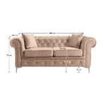 Canapea 2 locuri, stofă maro deschis Velvet, ROMANO - imagine 3