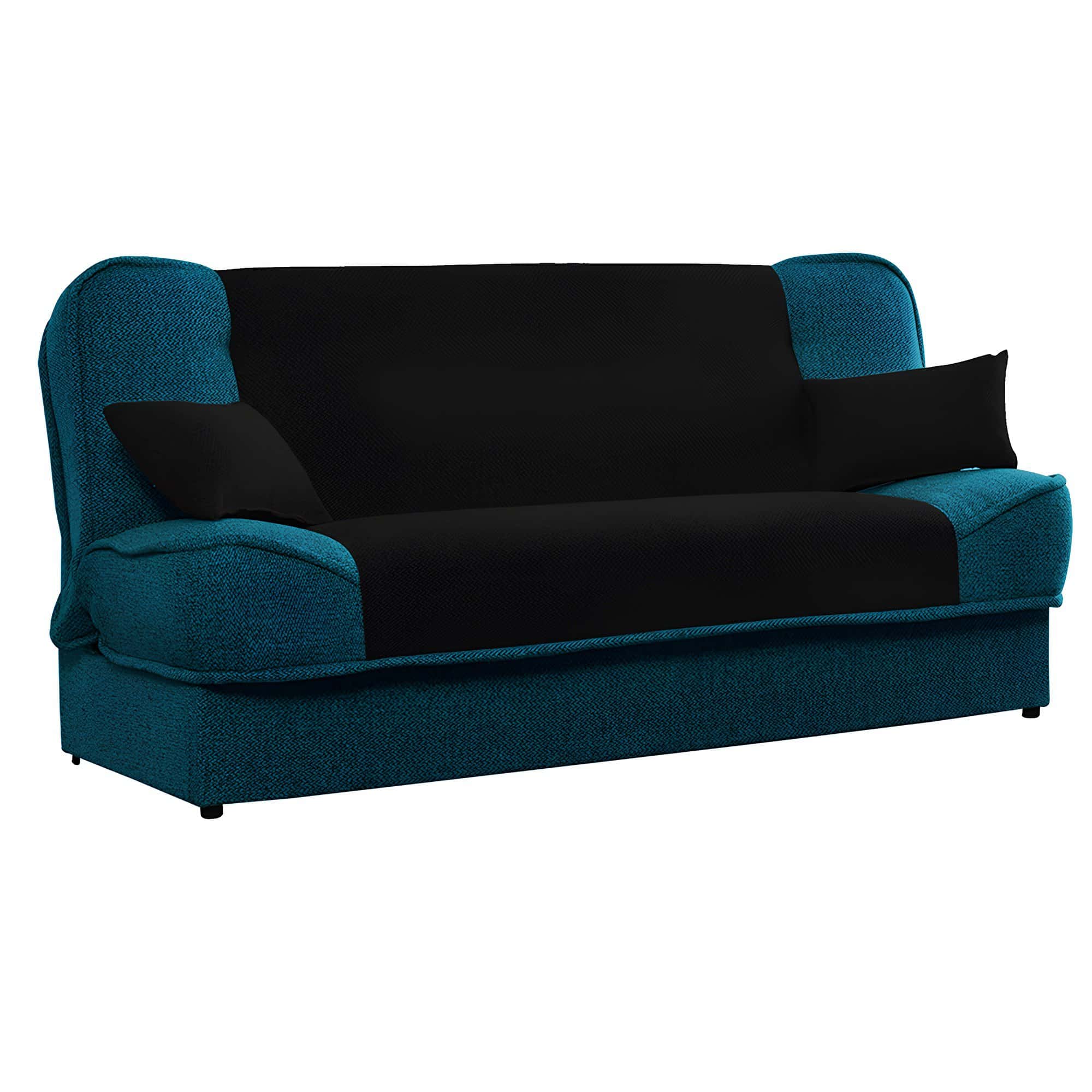 rozkladacia-pohovka-s-uloznym-tyrkysova-asia-01 Canapea extensibilă, turcoaz/negru, ASIA NEW - imagine 1