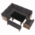 Set de grădină din ratan, gri-maro/maro deschis, SAGIR - imagine 7