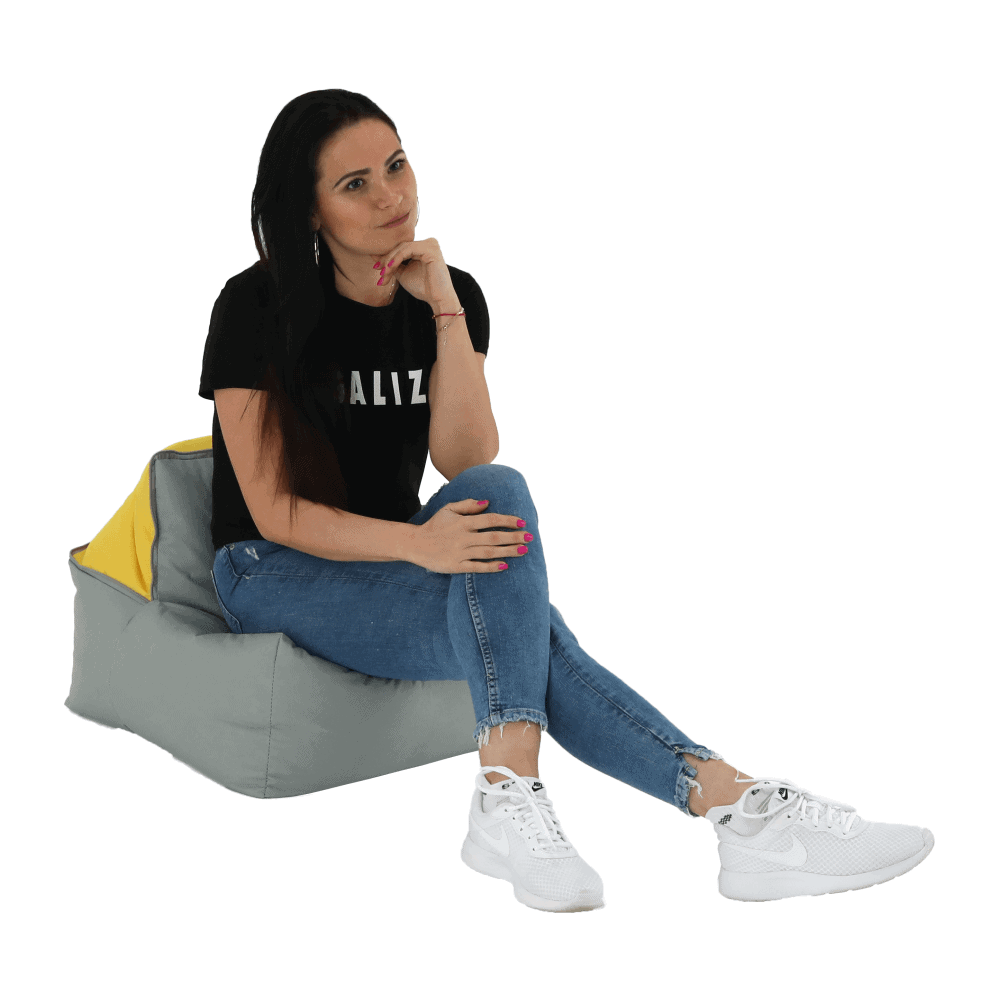 sedaci-vak-siva-zlta-alimor-04 Fotoliu tip sac, gri/material textil verde, ALIMOR - imagine 1