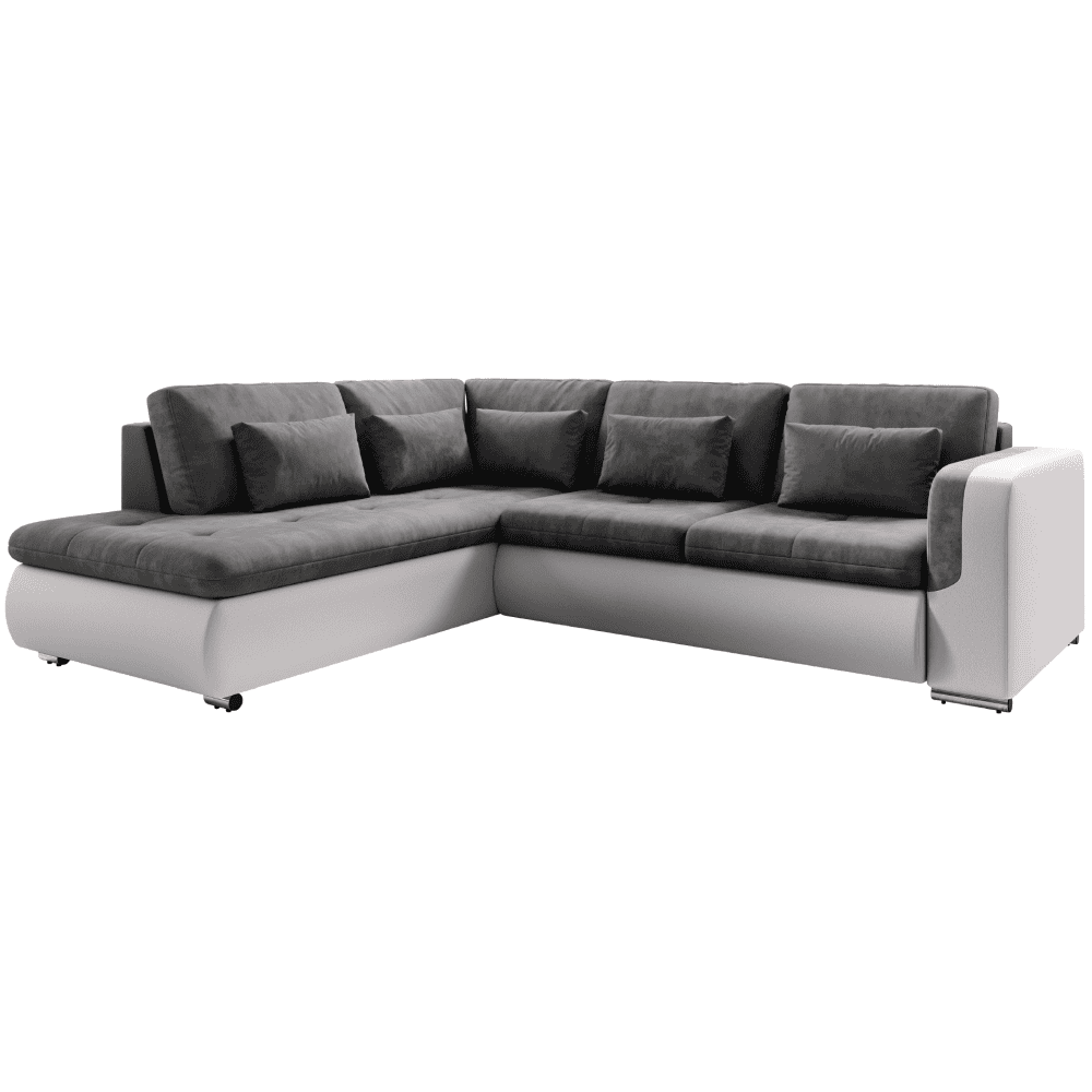 siva-predna Canapea extensibilă, alb/gri, stânga, FURUD L ROH - imagine 1