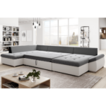 Canapea extensibilă, alb/gri, stânga, MATAR U - imagine 5