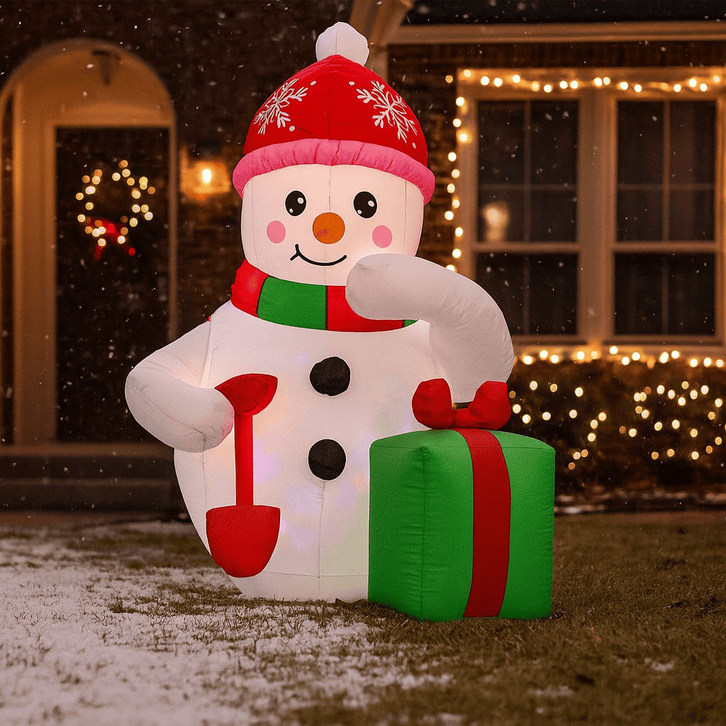 sun387 Om de zapada gonflabil pentru exterior, cu iluminare LED, 180 cm, compresor integrat, alb Mob360 - imagine 1