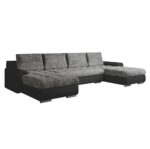 Set canapea universal, piele ecologică negru/melir gri, TOLITA U UNI