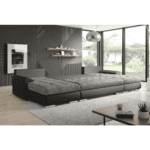 Set canapea universal, piele ecologică negru/melir gri, TOLITA U UNI - imagine 5