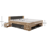 Pat cu spaţiu de depozitare, 180x200, stejar artisan/antracit, UNIS - imagine 2