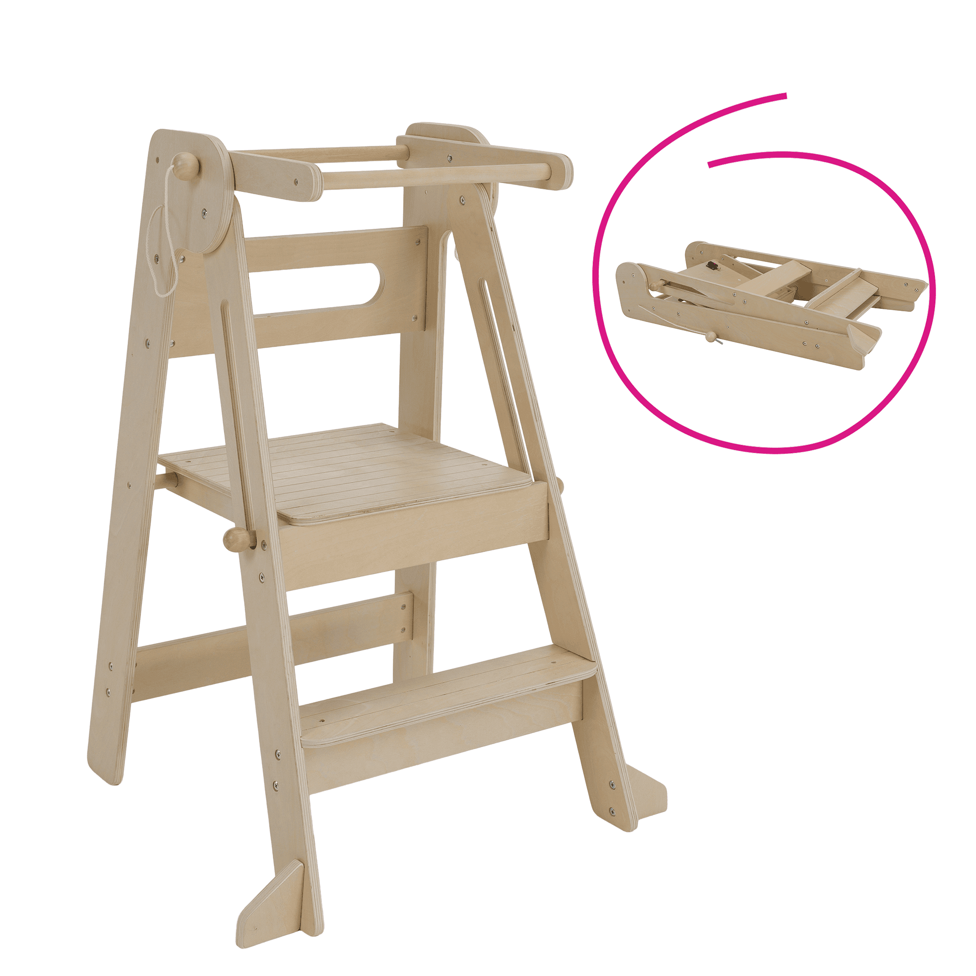 urian-veza-prirodna-00 Turnul de învăţare pliabil Montessori, natural, URIAN - imagine 1