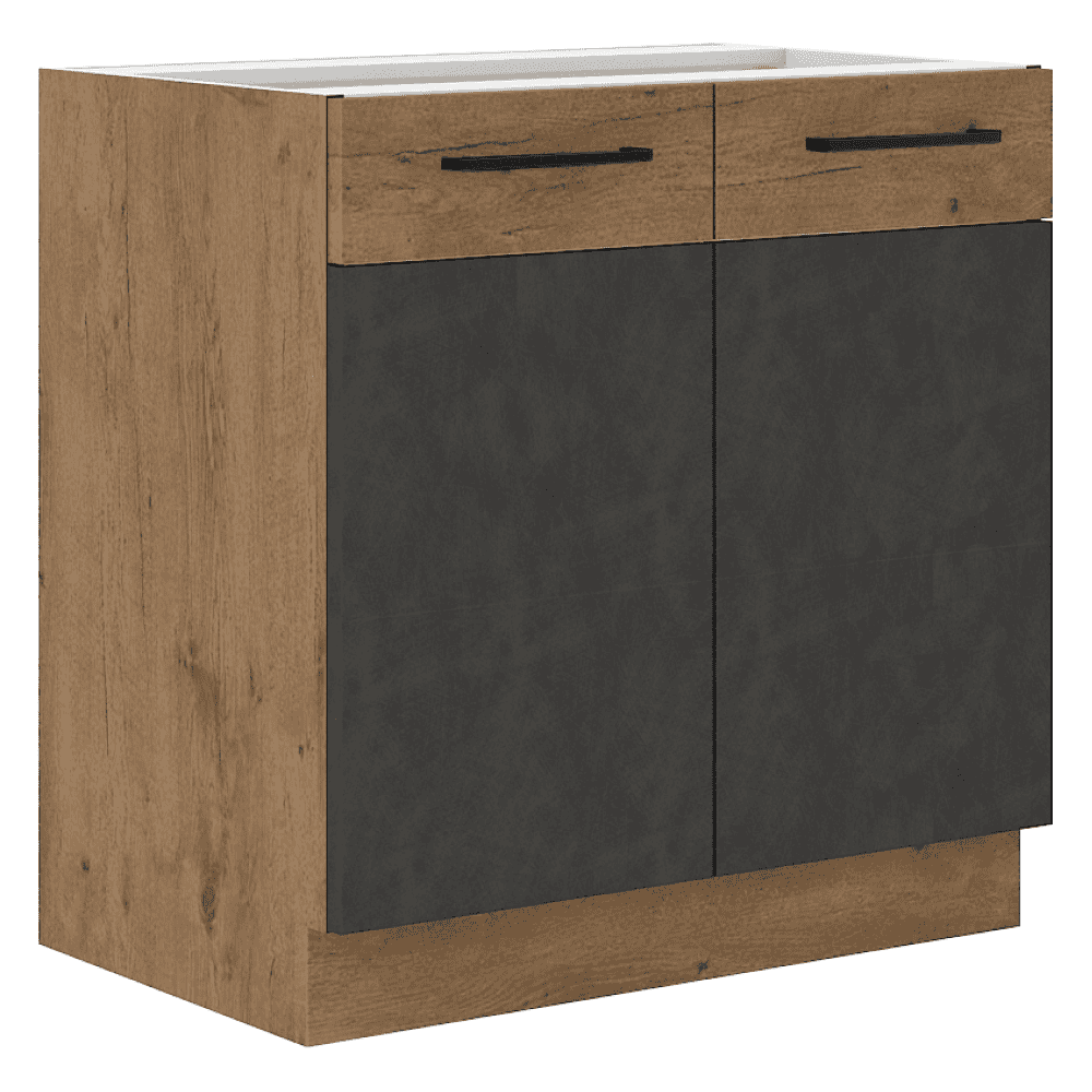 vega-80-zl-2f-bb-dod Dulap pentru chiuvetă, gri mat/stejar lancelot, VEGA 80 ZL 2F BB - imagine 1