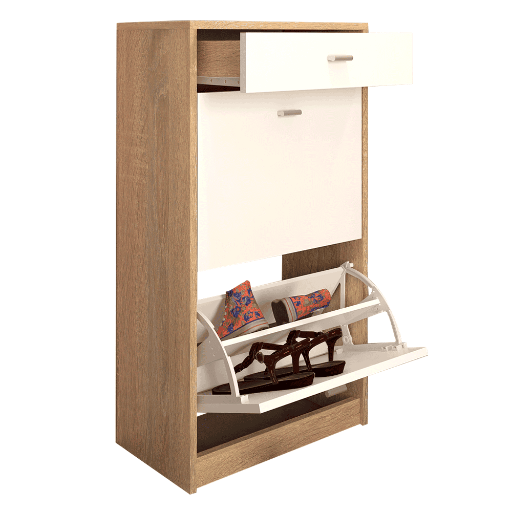 vivat-typ1-sonoma-01 Pantofar 2 compartimente cu sertar, alb/stejar sonoma, VIVAT NEW TYP 1 - imagine 1