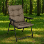 Scaun pliabil de gradina cu perna, structura metalica, 59x66x90 cm, maro Mob360 - imagine 9