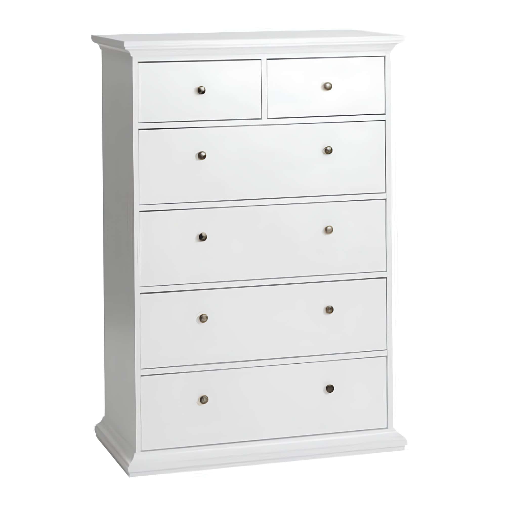 vysoka-suplikova-komoda-paris-biela Comodă PAL înfoliat/MDF lăcuit, alb, PARIS 76718 - imagine 1