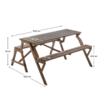 Masă de grădină/bancă, 2în1, maro, ZAGIR - imagine 2