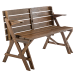 Masă de grădină/bancă, 2în1, maro, ZAGIR - imagine 6