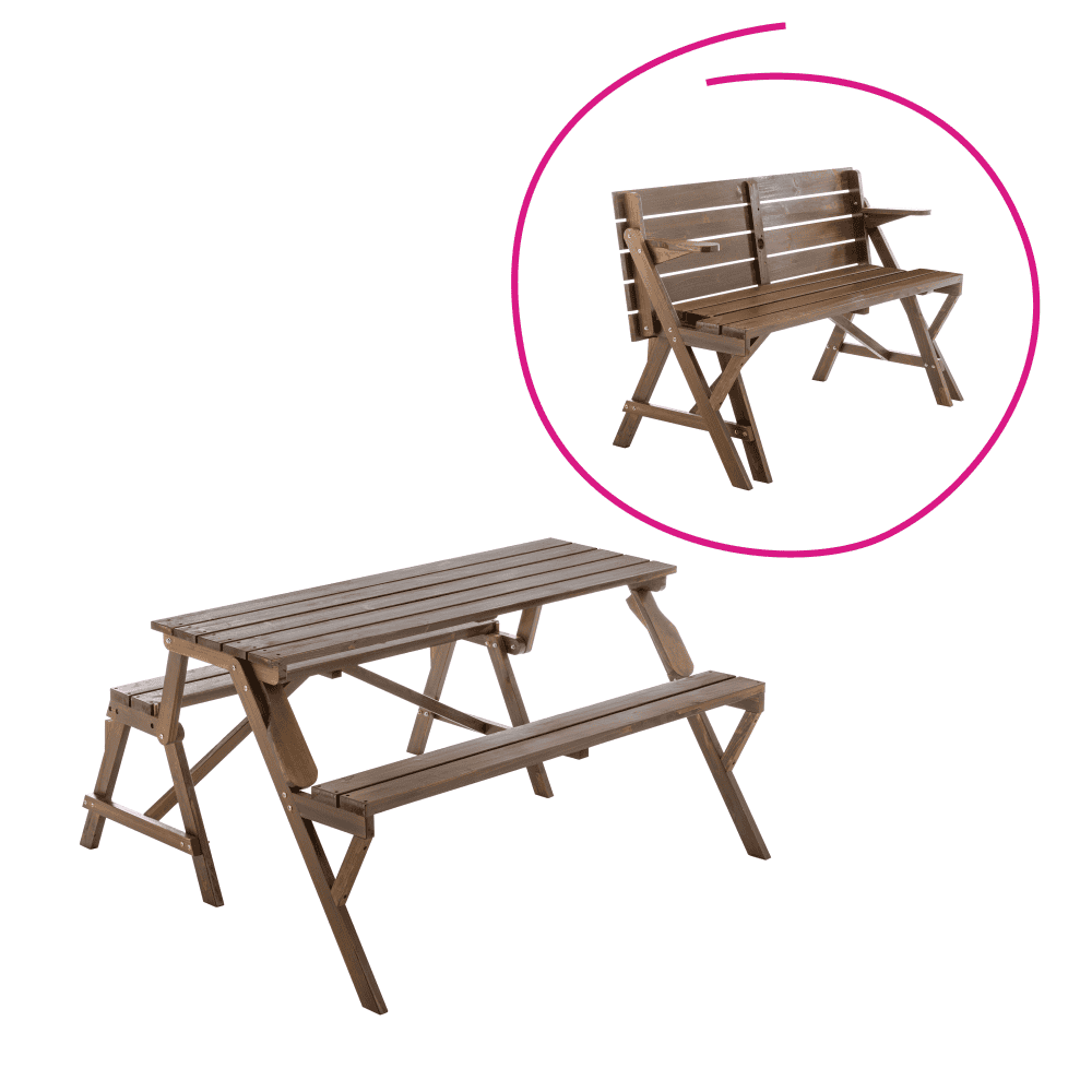 zagir-zahradny-stol-stolicka-infografika-01 Masă de grădină/bancă, 2în1, maro, ZAGIR - imagine 1