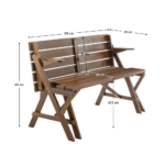 Masă de grădină/bancă, 2în1, maro, ZAGIR - imagine 3