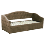 Pat cu spaţiu de depozitare, 90x200, ţesătură Velvet maro, ZASKA - imagine 3