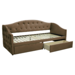 Pat cu spaţiu de depozitare, 90x200, ţesătură Velvet maro, ZASKA - imagine 4