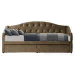 Pat cu spaţiu de depozitare, 90x200, ţesătură Velvet maro, ZASKA - imagine 5