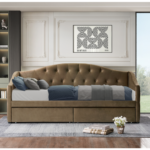 Pat cu spaţiu de depozitare, 90x200, ţesătură Velvet maro, ZASKA - imagine 6